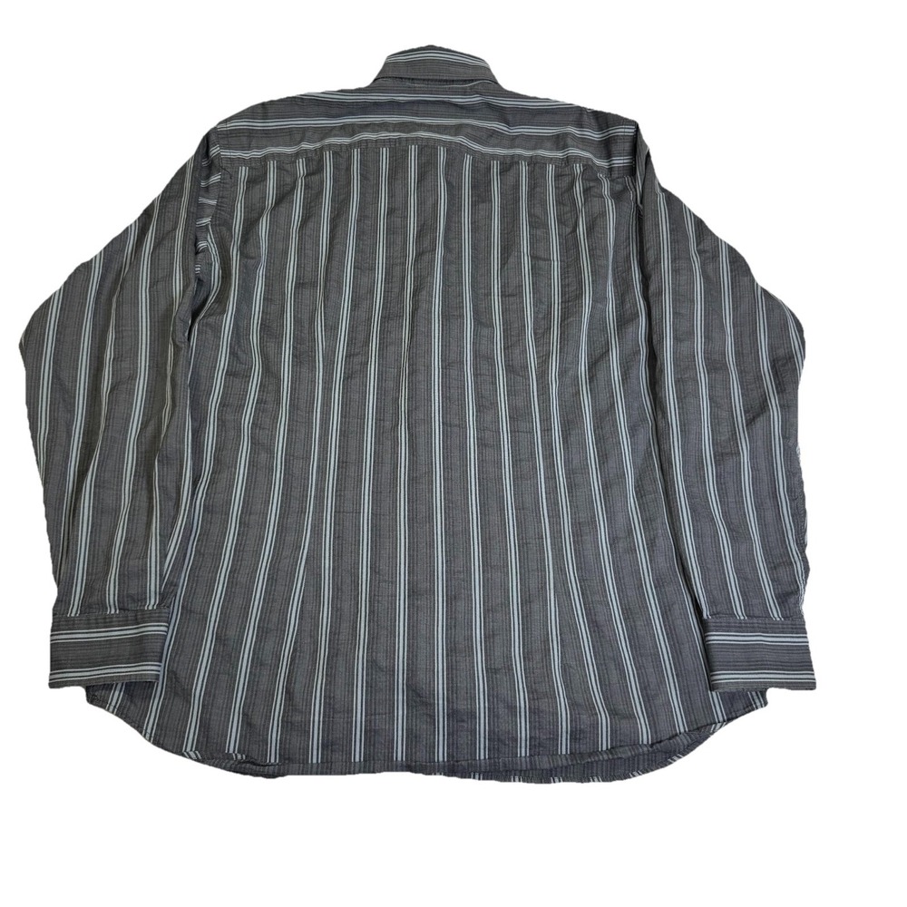 Zenga Sport Men's 100% Cotton Gray Striped Button Down Large - Picture 3 of 9